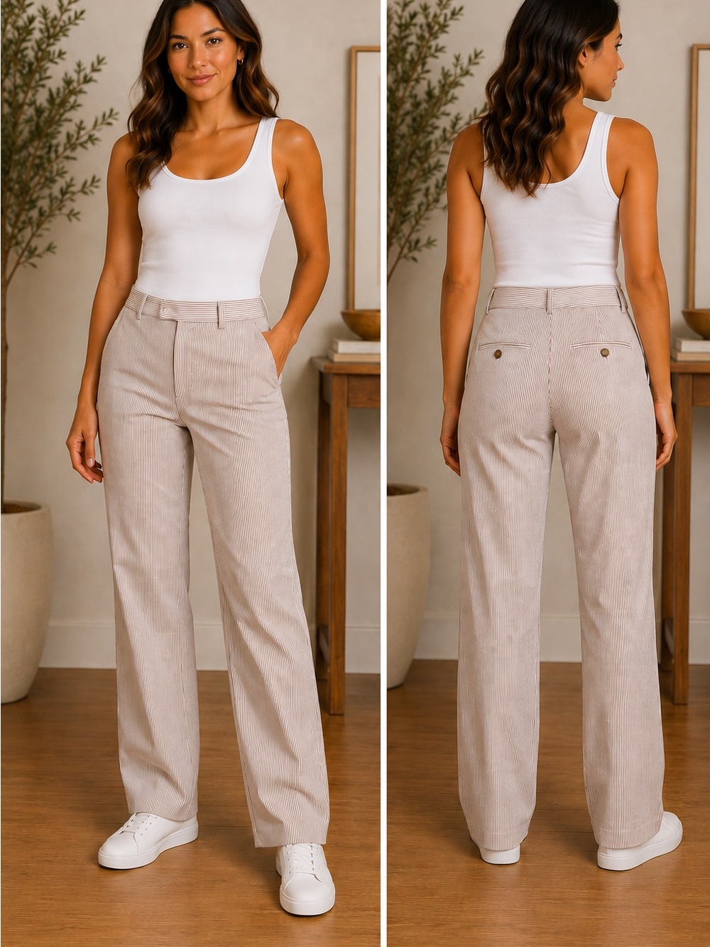 Ann Taylor Neutral Straight-Leg Pants
